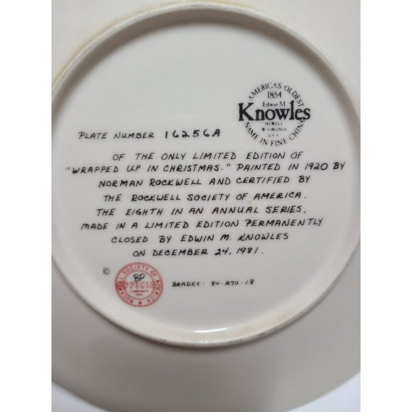 Norman Rockwell Collector Plate Wrapped Up In Christmas 1981 Edwin Knowles - Picture 4 of 9